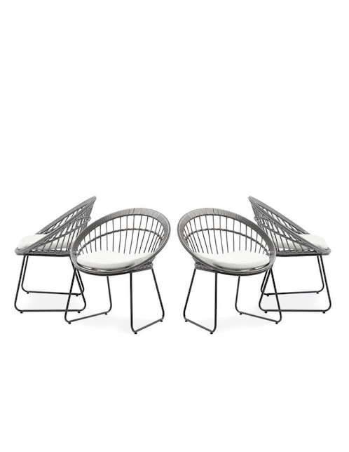 Juego de sillas 4 "piezas" sochic set de sillas de exterior "de" acero