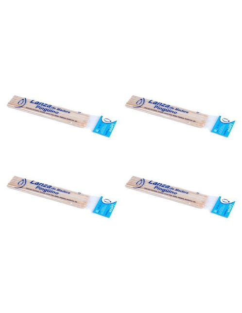 Set de brochetas de madera Pingüino 50 piezas