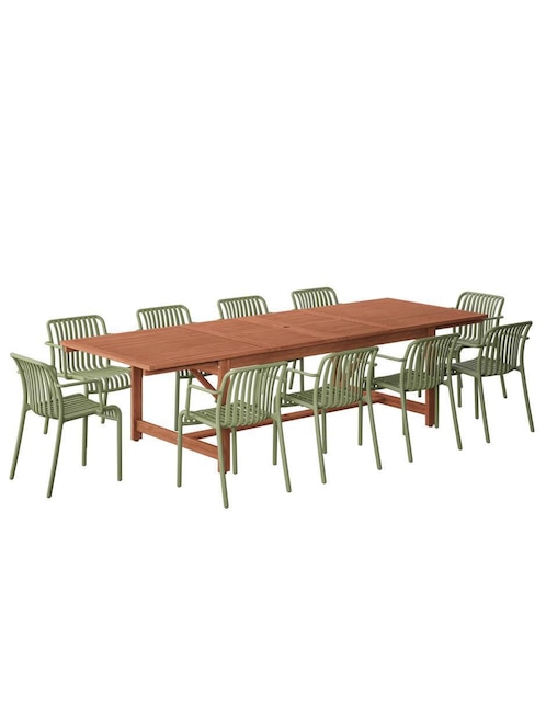 Comedor Montana para 10 personas de madera de eucalipto 1