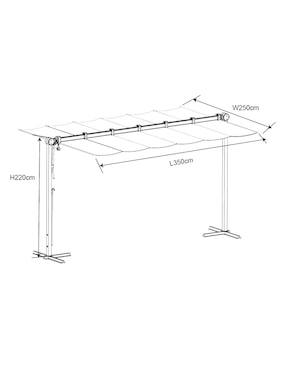 Carpa Top Sun ancho 250 cm x largo 350 cm