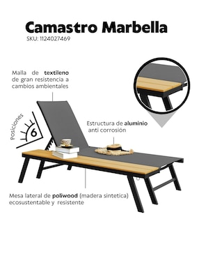 Camastro Lottus Marbella de aluminio
