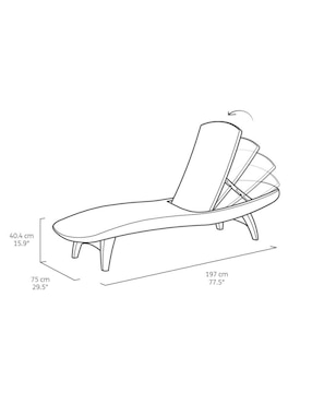 Camastro doble Keter Pacific de ratán PVC 3 piezas