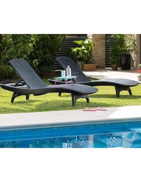 Camastro doble Keter Pacific de ratán PVC 3 piezas
