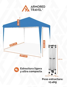 Carpa Armored Travel ancho 300 cm x largo 300 cm