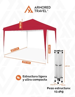 Carpa Armored Travel ancho 300 cm x largo 300 cm