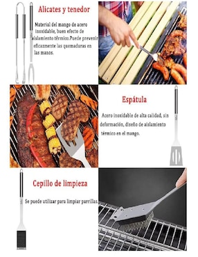 Set utensilios para asar Genérica de acero inoxidable