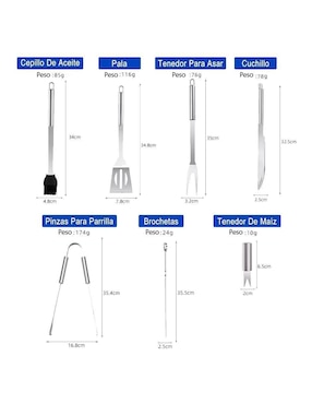 Set utensilios para asar Genérica de acero inoxidable