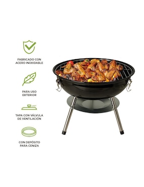 Asador carbón Hikeo portátil de acero inoxidable
