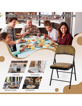 Set silla plegable 4 piezas Fair Suede Furniturer