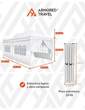 Carpa Armored Travel ancho 300 cm x largo 600 cm
