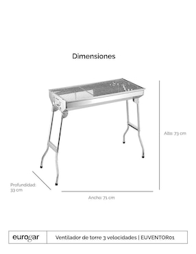 Asador carbón Eurogar EUACP01G de acero inoxidable