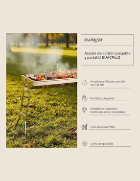 Asador carbón Eurogar EUACP01G de acero inoxidable