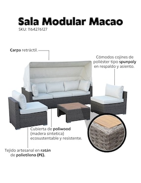 Sala modular Macao Lottus de ratán polietileno
