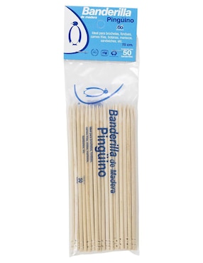 Set de brochetas de madera Pingüino Banderilla Pingüino 50 piezas