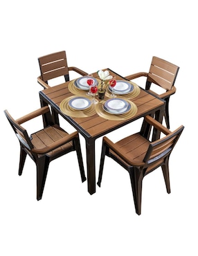 Set Comedor MQ 4 Puestos Tabaco