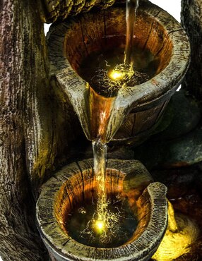 Fuente de agua Farzin con luz de poliresina