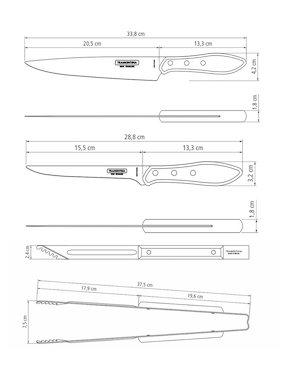 Set utensilios para asar Tramontina de acero inoxidable