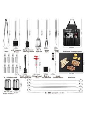 Set utensilios para asar Güish de acero inoxidable