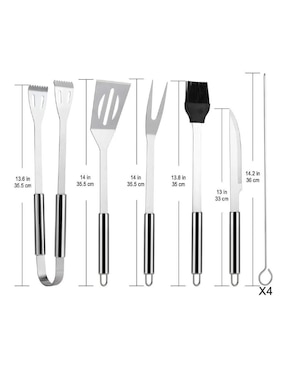 Set utensilios para asar Güish de acero inoxidable