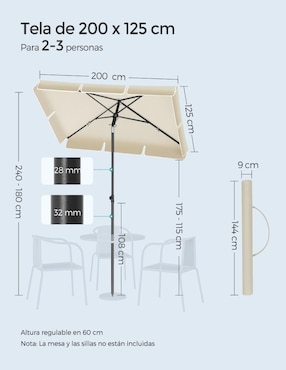 Sombrilla para jardín Songmics Home Sheld