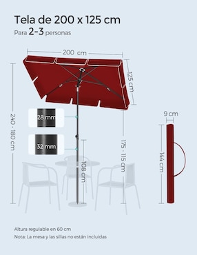 Sombrilla para jardín Songmics Home Sheld