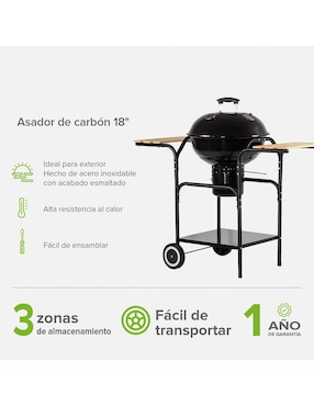 Asador carbón Avera AC18ML de acero inoxidable