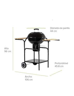 Asador carbón Avera AC18ML de acero inoxidable