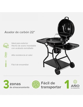 Asador carbón Avera AC22ML de acero inoxidable