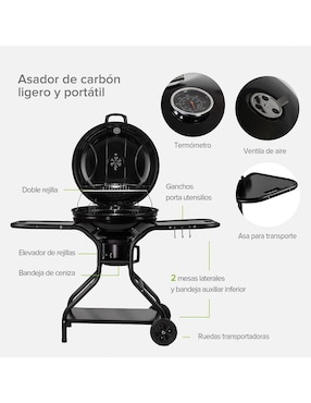 Asador carbón Avera AC22ML de acero inoxidable