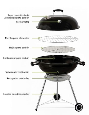 Asador carbón Hikeo portátil de acero inoxidable