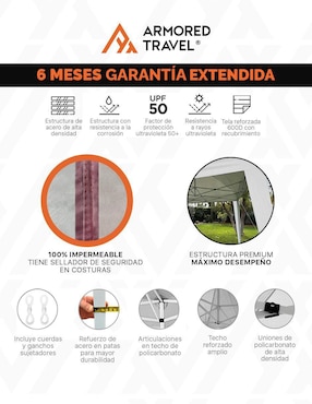 Carpa Armored Travel ancho 300 cm x largo 300 cm