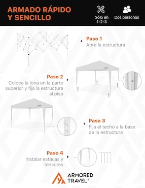 Carpa Armored Travel ancho 300 cm x largo 300 cm