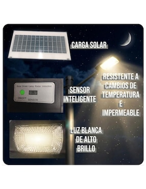 Lámpara solar led CM-TOP Luminaria Solar Integrada para Calle con Control Remoto, Sensor de Movimiento y Fotocelda, LED Exterior de Alta Potencia, Plástico Blanco, Resistente a Climas Extremos