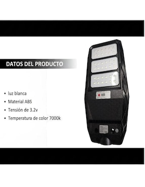 Lámpara solar led CM-TOP Luminaria Solar Integrada para Calle con Control Remoto, Sensor de Movimiento y Fotocelda, LED Exterior de Alta Potencia, Plástico Blanco, Resistente a Climas Extremos