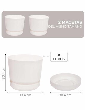 Set de macetas Elly de plástico con sistema automático de riego