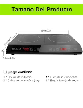Parrilla de inducción Ewtto ET-H8008 de Acero inoxidable y vidrio