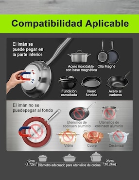 Parrilla de inducción Ewtto ET-H8008 de Acero inoxidable y vidrio