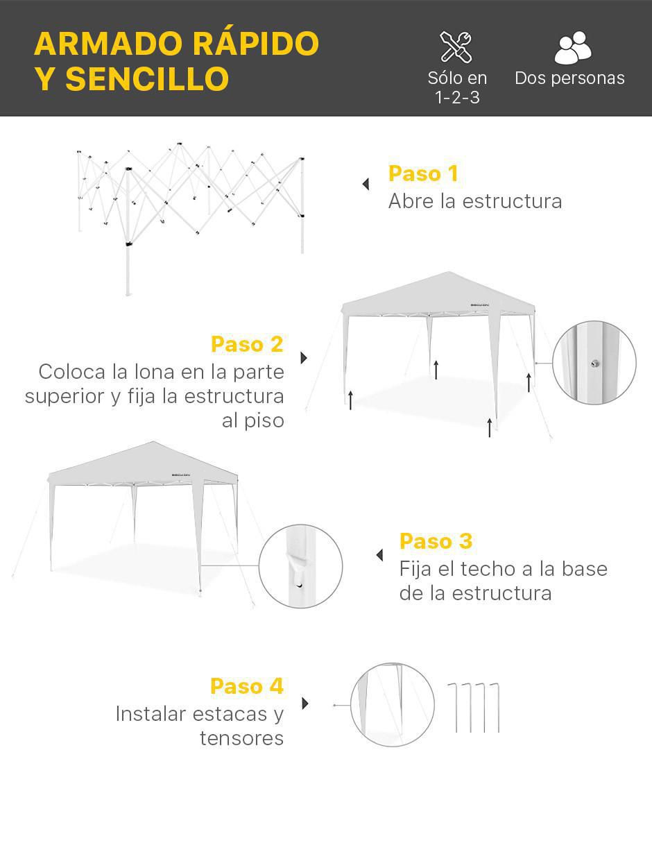 Carpa ancho 300 cm x largo 300 cm 5