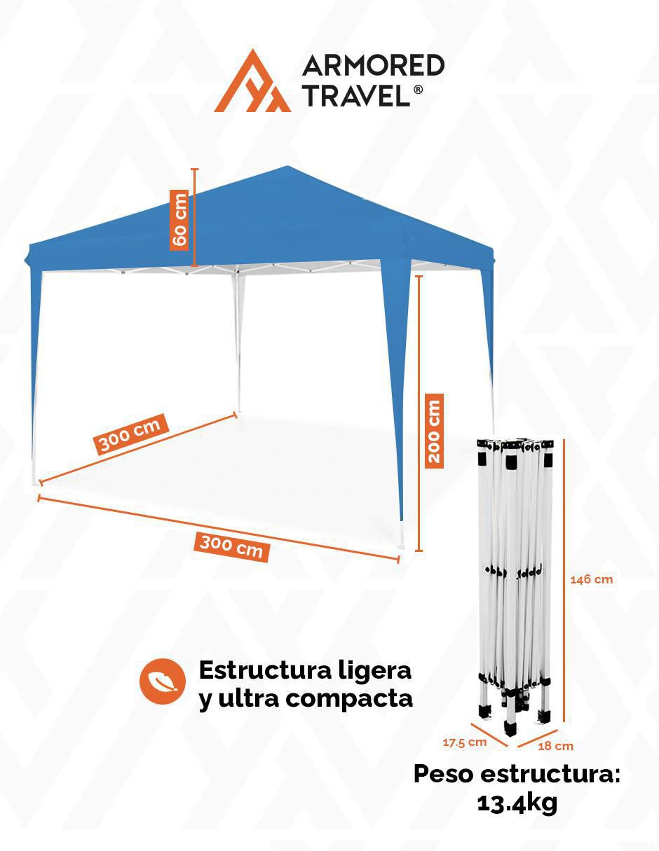 Carpa ancho 300 cm x largo 300 cm 8