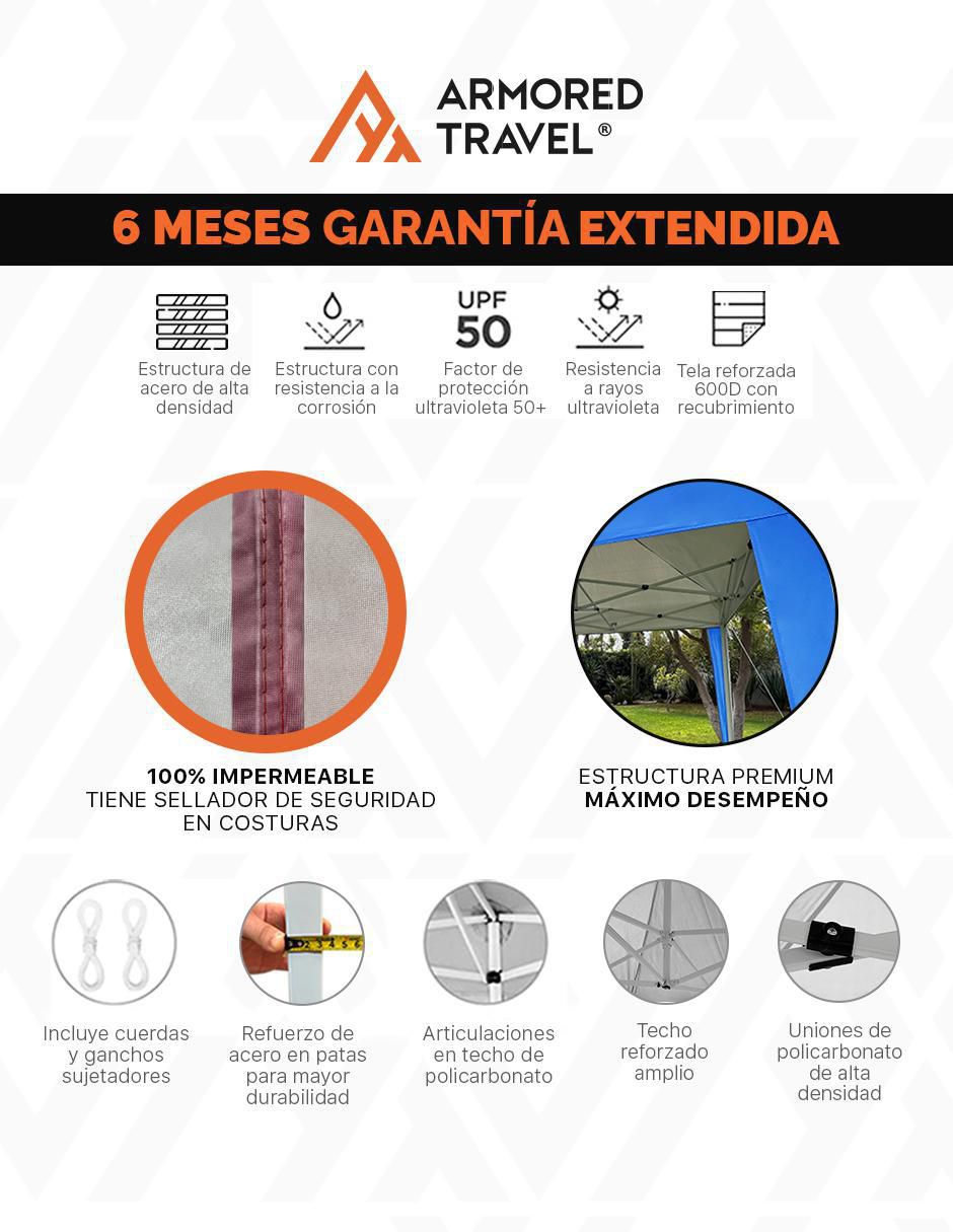 Carpa ancho 300 cm x largo 300 cm 6