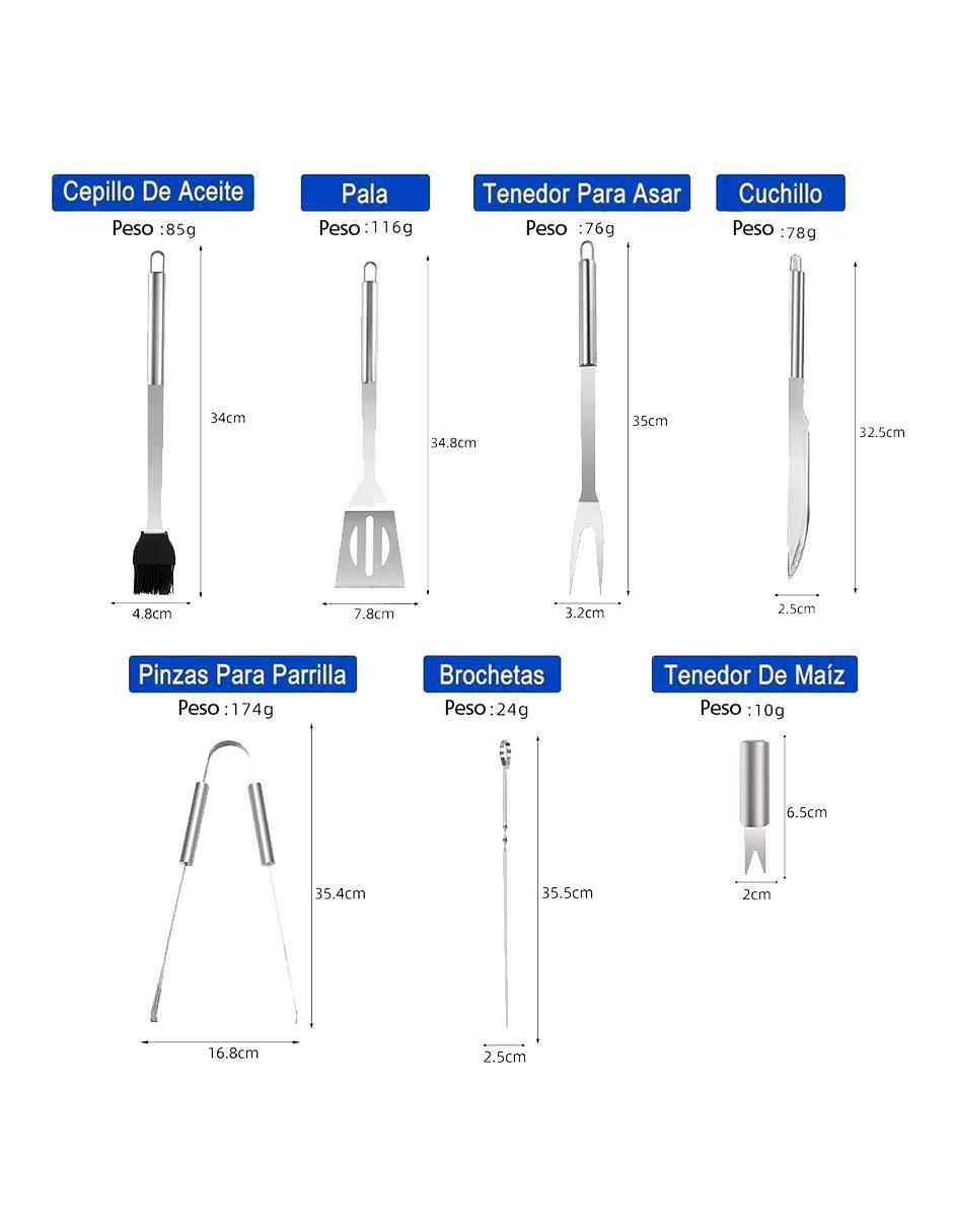 Set utensilios para asar de acero inoxidable 3