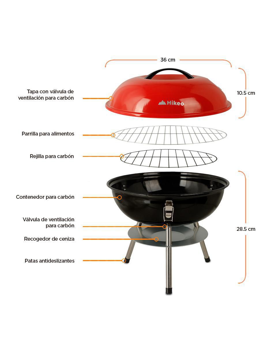 Asador carbón portátil de acero inoxidable 8