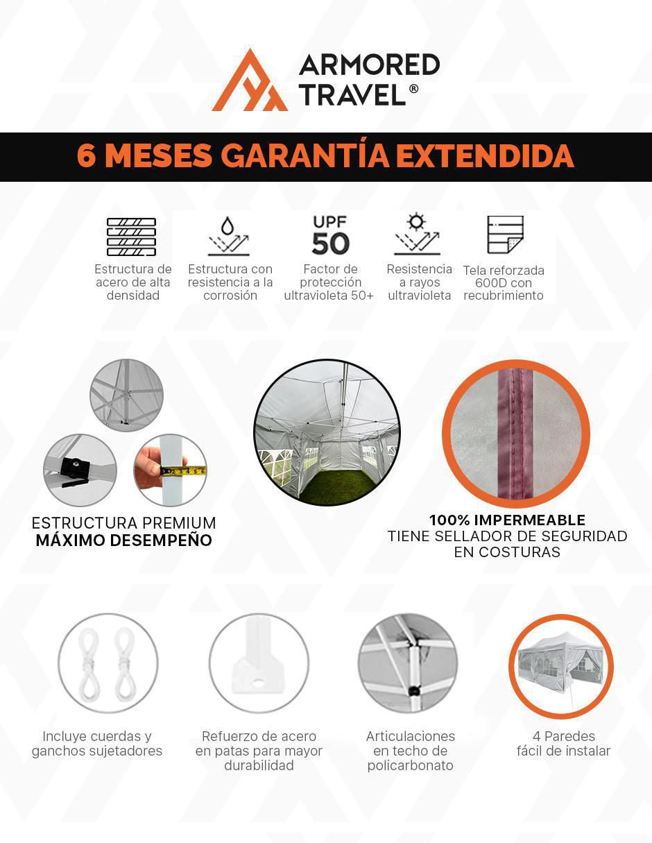 Carpa ancho 300 cm x largo 600 cm 3