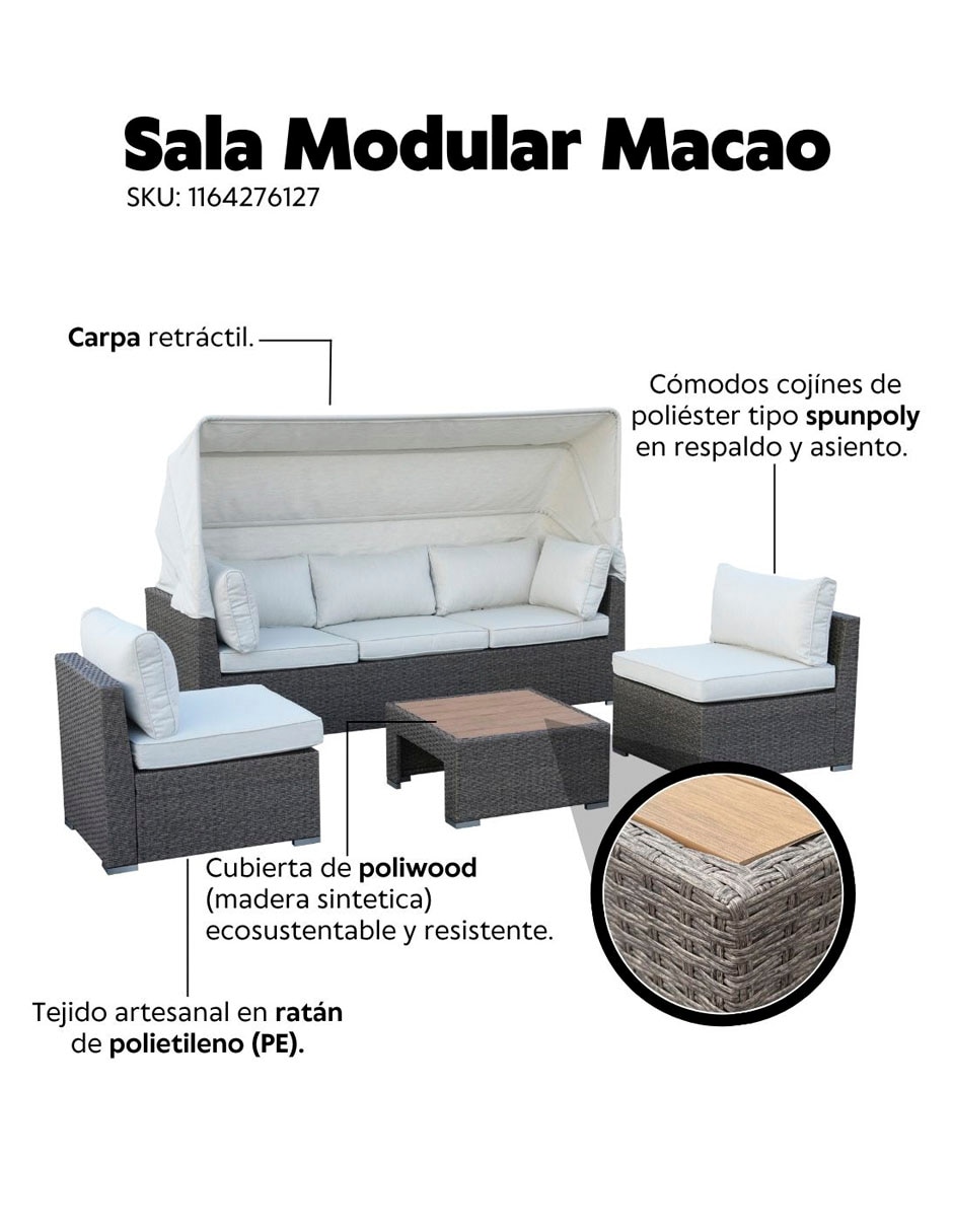 Sala modular Macao de ratán polietileno 11