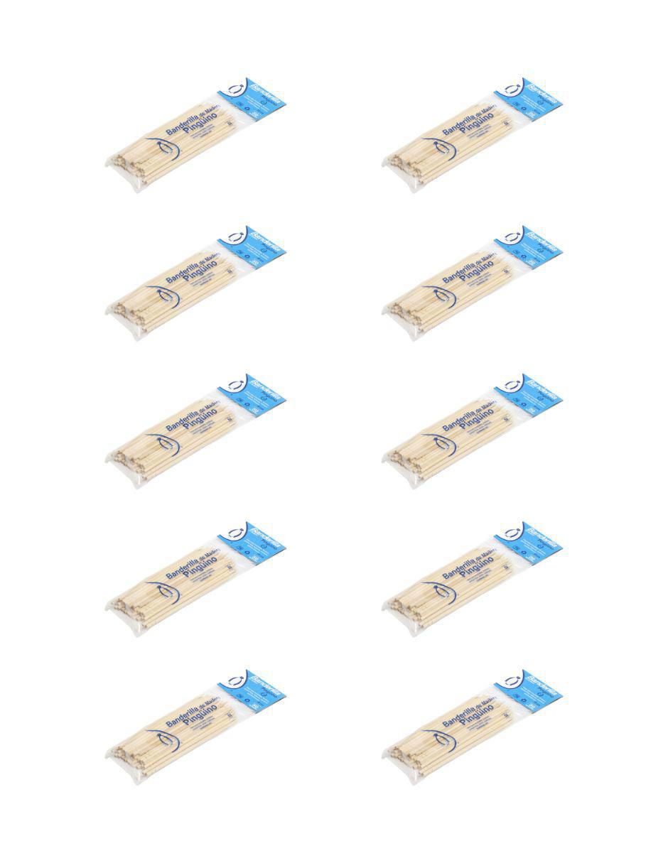 Set de brochetas de madera Banderilla Pingüino 50 piezas