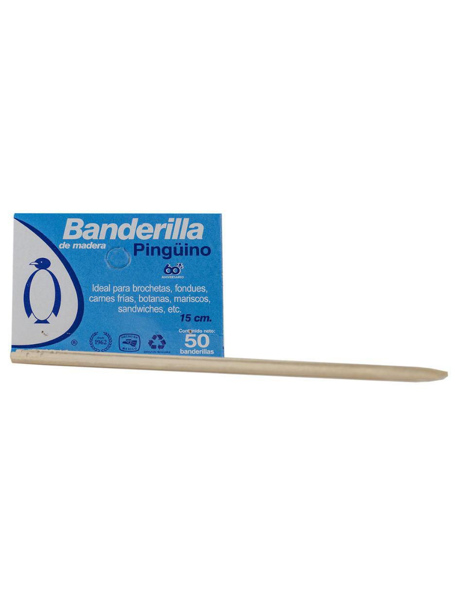Set de brochetas de madera Banderilla Pingüino 50 piezas 6