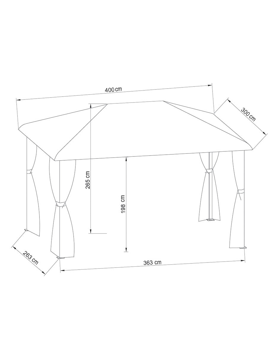 Carpa ancho 300 cm x largo 400 cm 10