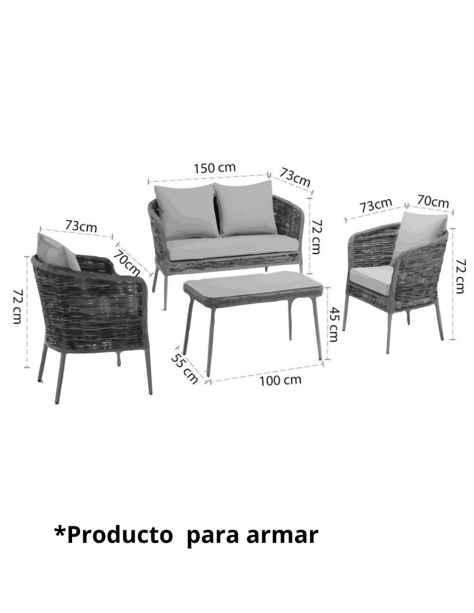 Sala 3 piezas Mali de ratán PVC 8