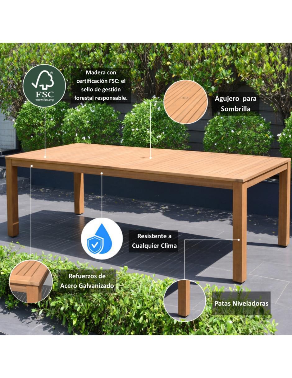 Comedor Mykonos Midtown Concept para 8 personas de madera de teca