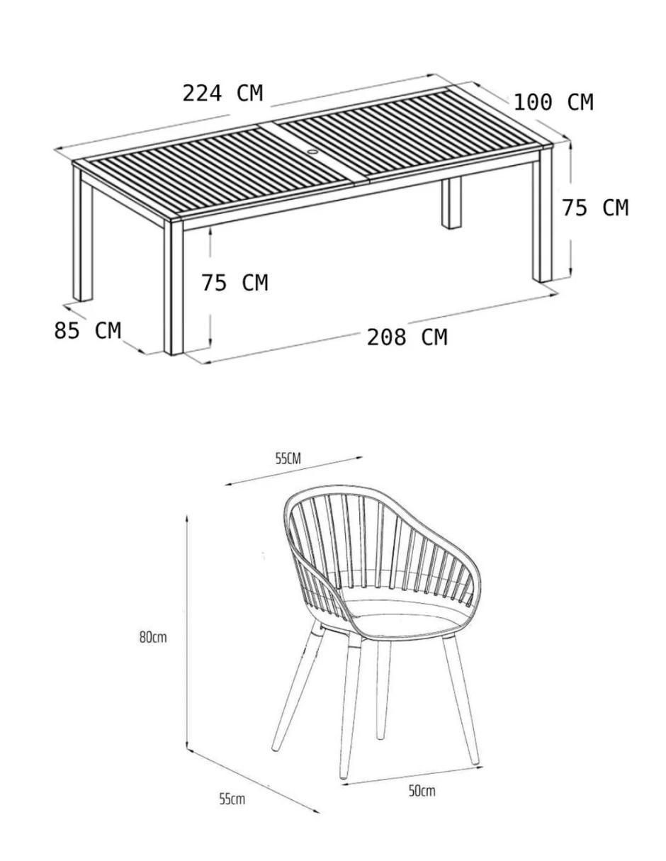 Comedor Mykonos Midtown Concept para 8 personas de madera de teca